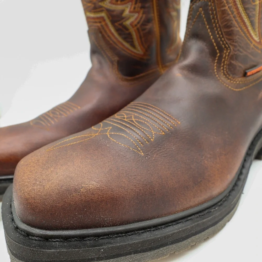 Double-H Boots Mens 13 D Distressed Tan Leather Square Toe ICE Boots DH6116 NWB